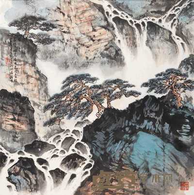 张尔宾 2006年作 青松泉石图 镜心 69×68cm